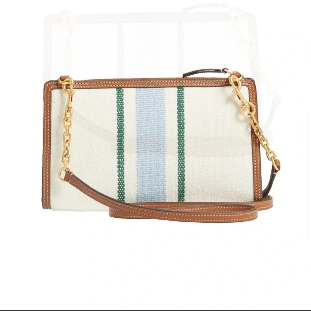 NEW! NIB! Tory Burch Carson Striped Crossbody Bag- Natural/icicle Carson - Picture 5 of 7